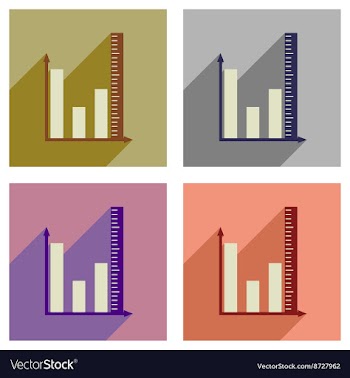 Concept of flat icons with long shadow graph vector image