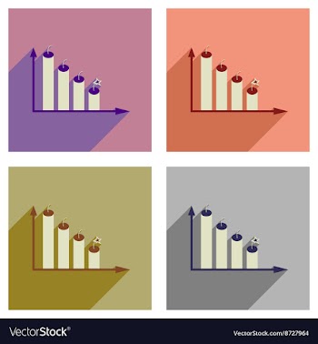 Concept of flat icons with long shadow graph vector image