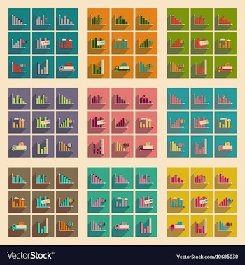 Concept of flat icons with long shadow graphics vector image