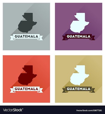 Concept of flat icons with long shadow Guatemala vector image