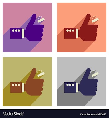 Concept of flat icons with long shadow hand coin vector image