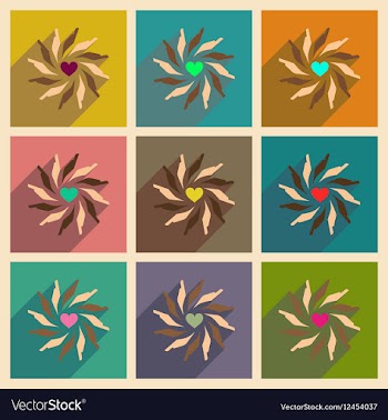 Concept of flat icons with long shadow hands heart vector image