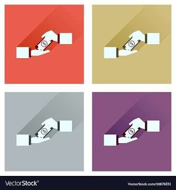 Concept of flat icons with long shadow hands vector image