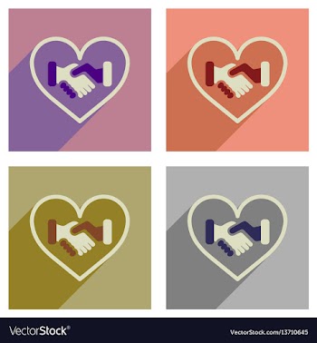 Concept of flat icons with long shadow handshake vector image