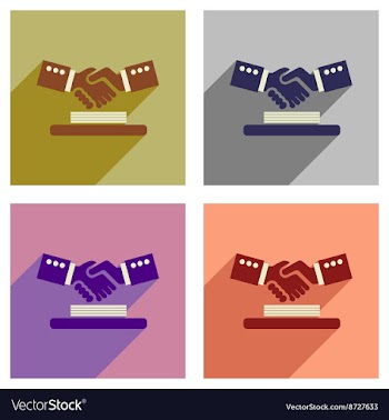 Concept of flat icons with long shadow handshake vector image