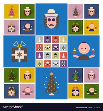 Concept of flat icons with long shadow Hanukkah vector image