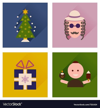 Concept of flat icons with long shadow Hanukkah vector image
