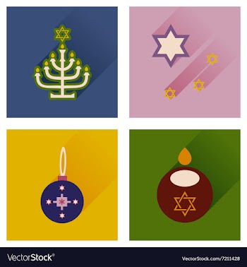 Concept of flat icons with long shadow Hanukkah vector image