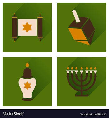 Concept of flat icons with long shadow Hanukkah vector image