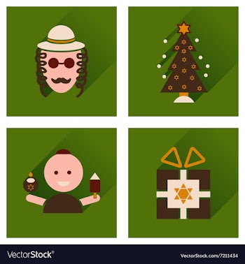 Concept of flat icons with long shadow Hanukkah vector image
