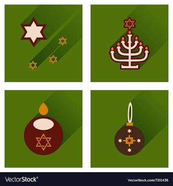 Concept of flat icons with long shadow Hanukkah vector image