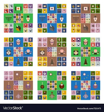 Concept of flat icons with long shadow Hanukkah vector image