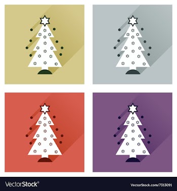 Concept of flat icons with long shadow Hanukkah vector image
