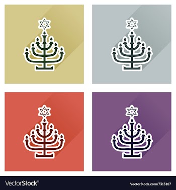 Concept of flat icons with long shadow Hanukkah vector image