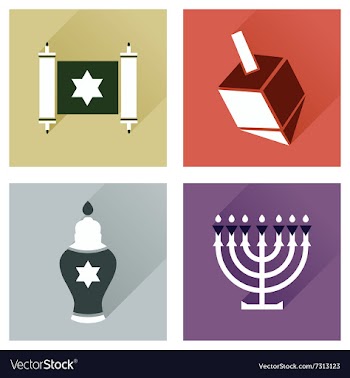 Concept of flat icons with long shadow Hanukkah vector image
