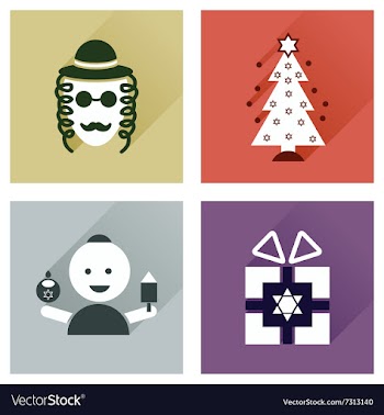 Concept of flat icons with long shadow Hanukkah vector image