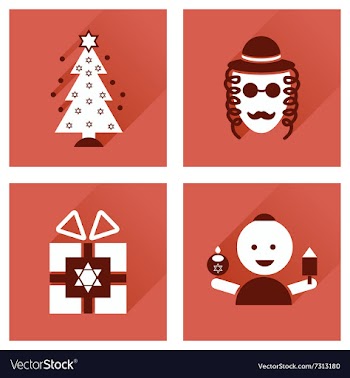 Concept of flat icons with long shadow Hanukkah vector image