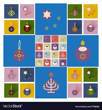 Concept of flat icons with long shadow Hanukkah vector image