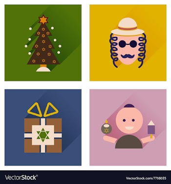 Concept of flat icons with long shadow Hanukkah vector image