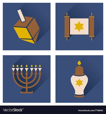 Concept of flat icons with long shadow Hanukkah vector image