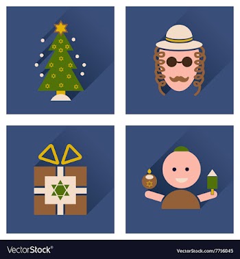 Concept of flat icons with long shadow Hanukkah vector image