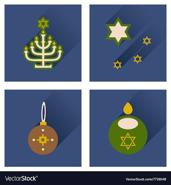 Concept of flat icons with long shadow Hanukkah vector image