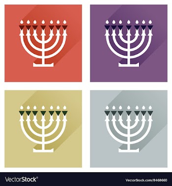 Concept of flat icons with long shadow Hanukkah vector image