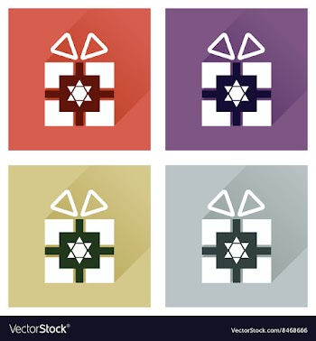 Concept of flat icons with long shadow Hanukkah vector image