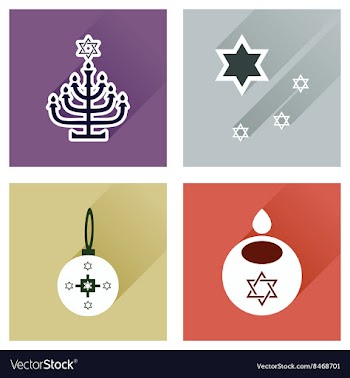 Concept of flat icons with long shadow Hanukkah vector image