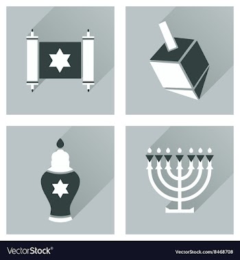 Concept of flat icons with long shadow Hanukkah vector image