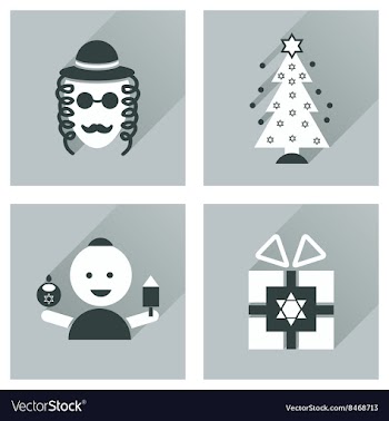 Concept of flat icons with long shadow Hanukkah vector image