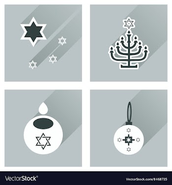 Concept of flat icons with long shadow Hanukkah vector image