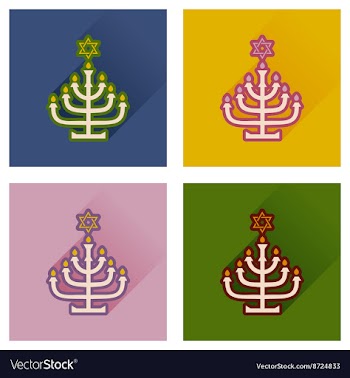 Concept of flat icons with long shadow Hanukkah vector image