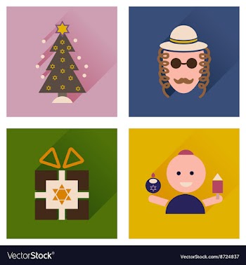 Concept of flat icons with long shadow Hanukkah vector image