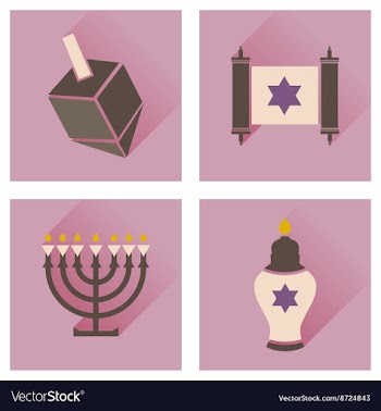 Concept of flat icons with long shadow Hanukkah vector image