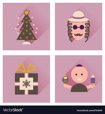 Concept of flat icons with long shadow Hanukkah vector image