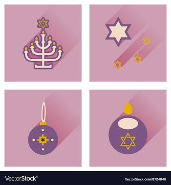 Concept of flat icons with long shadow Hanukkah vector image