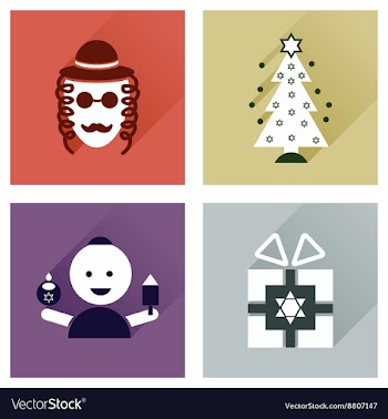 Concept of flat icons with long shadow Hanukkah vector image