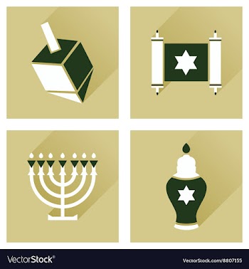 Concept of flat icons with long shadow Hanukkah vector image