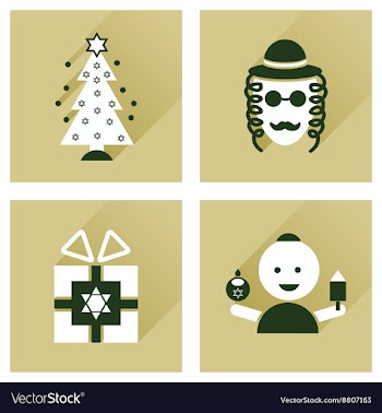 Concept of flat icons with long shadow Hanukkah vector image