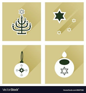 Concept of flat icons with long shadow Hanukkah vector image