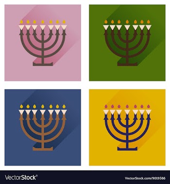 Concept of flat icons with long shadow Hanukkah vector image
