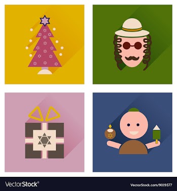 Concept of flat icons with long shadow Hanukkah vector image