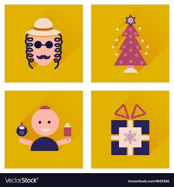 Concept of flat icons with long shadow Hanukkah vector image