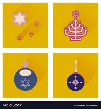 Concept of flat icons with long shadow Hanukkah vector image