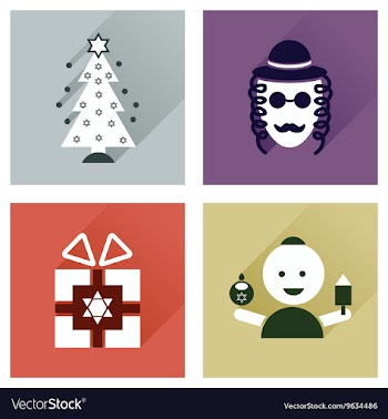 Concept of flat icons with long shadow Hanukkah vector image