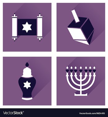 Concept of flat icons with long shadow Hanukkah vector image