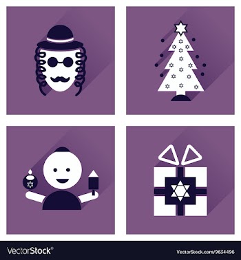 Concept of flat icons with long shadow Hanukkah vector image