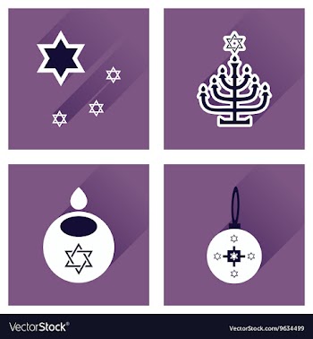 Concept of flat icons with long shadow Hanukkah vector image