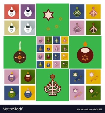 Concept of flat icons with long shadow Hanukkah vector image